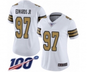 Women's New Orleans Saints #97 Mario Edwards Jr Limited White Rush Vapor Untouchable 100th Season Football Jersey