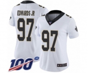 Women's New Orleans Saints #97 Mario Edwards Jr White Vapor Untouchable Limited Player 100th Season Football Jersey