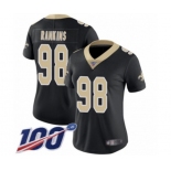 Women's New Orleans Saints #98 Sheldon Rankins Black Team Color Vapor Untouchable Limited Player 100th Season Football Jersey