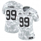 Women's New Orleans Saints #99 Chase Young 2024 F.U.S.E Arctic Camo Salute To Service Limited Stitched Football Jersey