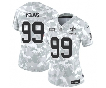 Women's New Orleans Saints #99 Chase Young 2024 F.U.S.E Arctic Camo Salute To Service Limited Stitched Football Jersey