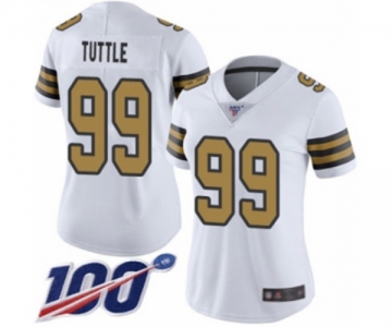 Women's New Orleans Saints #99 Shy Tuttle Limited White Rush Vapor Untouchable 100th Season Football Jersey