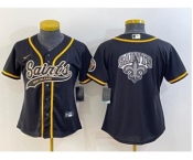 Women's New Orleans Saints Black Team Big Logo With Patch Cool Base Stitched Baseball Jersey