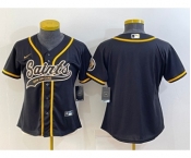 Women's New Orleans Saints Blank Black With Patch Cool Base Stitched Baseball Jersey