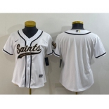 Women's New Orleans Saints Blank White With Patch Cool Base Stitched Baseball Jersey