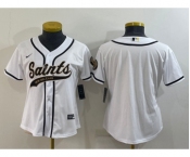 Women's New Orleans Saints Blank White With Patch Cool Base Stitched Baseball Jersey