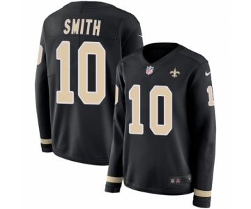 Women's Nike New Orleans Saints #10 Tre'Quan Smith Limited Black Therma Long Sleeve NFL Jersey