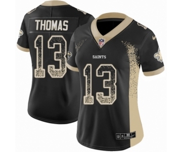 Women's Nike New Orleans Saints #13 Michael Thomas Limited Black Rush Drift Fashion NFL Jersey