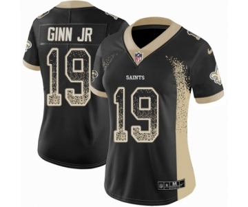 Women's Nike New Orleans Saints #19 Ted Ginn Jr Limited Black Rush Drift Fashion NFL Jersey