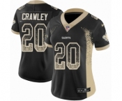 Women's Nike New Orleans Saints #20 Ken Crawley Limited Black Rush Drift Fashion NFL Jersey