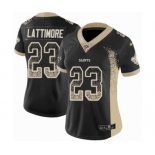 Women's Nike New Orleans Saints #23 Marshon Lattimore Limited Black Rush Drift Fashion NFL Jersey