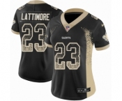 Women's Nike New Orleans Saints #23 Marshon Lattimore Limited Black Rush Drift Fashion NFL Jersey