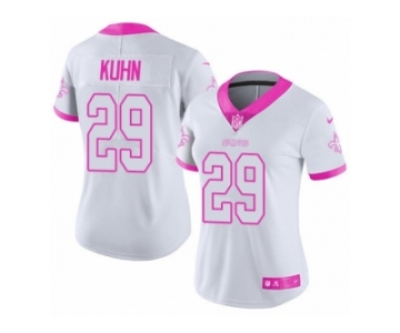 Women's Nike New Orleans Saints #29 John Kuhn Limited White-Pink Rush Fashion NFL Jersey