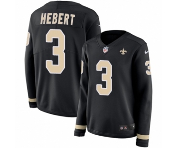 Women's Nike New Orleans Saints #3 Bobby Hebert Limited Black Therma Long Sleeve NFL Jersey