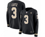 Women's Nike New Orleans Saints #3 Wil Lutz Limited Black Therma Long Sleeve NFL Jersey