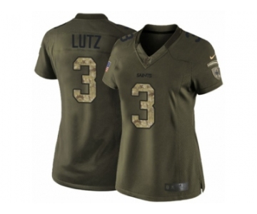 Women's Nike New Orleans Saints #3 Will Lutz Limited Green Salute to Service NFL Jersey