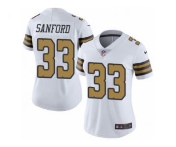 Women's Nike New Orleans Saints #33 Jamarca Sanford Limited White Rush NFL Jersey