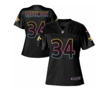 Women's Nike New Orleans Saints #34 Marshon Lattimore Game Black Fashion NFL Jersey