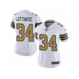 Women's Nike New Orleans Saints #34 Marshon Lattimore Limited White Rush NFL Jersey