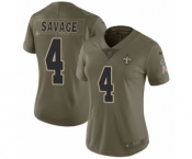 Women's Nike New Orleans Saints #4 Tom Savage Limited Olive 2017 Salute to Service NFL Jersey