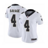 Women's Nike New Orleans Saints #4 Tom Savage White Vapor Untouchable Limited Player NFL Jersey