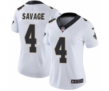 Women's Nike New Orleans Saints #4 Tom Savage White Vapor Untouchable Limited Player NFL Jersey