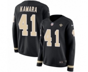 Women's Nike New Orleans Saints #41 Alvin Kamara Limited Black Therma Long Sleeve NFL Jersey