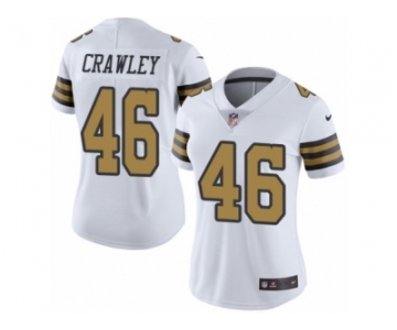 Women's Nike New Orleans Saints #46 Ken Crawley Limited White Rush NFL Jersey