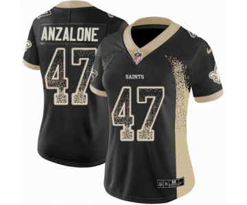 Women's Nike New Orleans Saints #47 Alex Anzalone Limited Black Rush Drift Fashion NFL Jersey