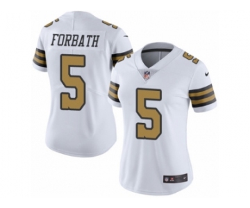 Women's Nike New Orleans Saints #5 Kai Forbath Limited White Rush NFL Jersey