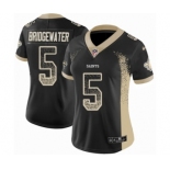 Women's Nike New Orleans Saints #5 Teddy Bridgewater Limited Black Rush Drift Fashion NFL Jersey