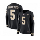 Women's Nike New Orleans Saints #5 Teddy Bridgewater Limited Black Therma Long Sleeve NFL Jersey