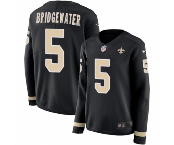 Women's Nike New Orleans Saints #5 Teddy Bridgewater Limited Black Therma Long Sleeve NFL Jersey