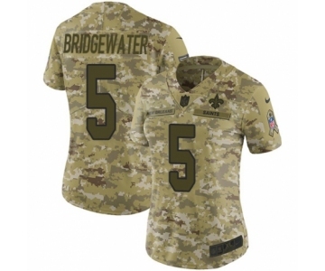 Women's Nike New Orleans Saints #5 Teddy Bridgewater Limited Camo 2018 Salute to Service NFL Jersey