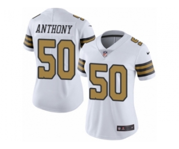 Women's Nike New Orleans Saints #50 Stephone Anthony Limited White Rush NFL Jersey