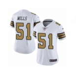 Women's Nike New Orleans Saints #51 Sam Mills Limited White Rush NFL Jersey