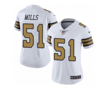 Women's Nike New Orleans Saints #51 Sam Mills Limited White Rush NFL Jersey