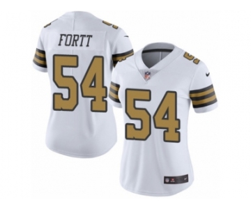 Women's Nike New Orleans Saints #54 Khairi Fortt Limited White Rush NFL Jersey