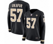 Women's Nike New Orleans Saints #57 Alex Okafor Limited Black Therma Long Sleeve NFL Jersey