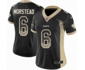 Women's Nike New Orleans Saints #6 Thomas Morstead Limited Black Rush Drift Fashion NFL Jersey