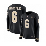 Women's Nike New Orleans Saints #6 Thomas Morstead Limited Black Therma Long Sleeve NFL Jersey