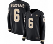 Women's Nike New Orleans Saints #6 Thomas Morstead Limited Black Therma Long Sleeve NFL Jersey