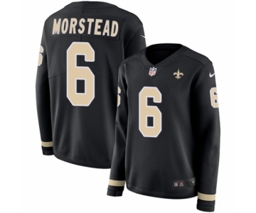 Women's Nike New Orleans Saints #6 Thomas Morstead Limited Black Therma Long Sleeve NFL Jersey