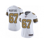 Women's Nike New Orleans Saints #67 Larry Warford Limited White Rush NFL Jersey