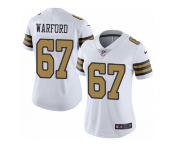 Women's Nike New Orleans Saints #67 Larry Warford Limited White Rush NFL Jersey