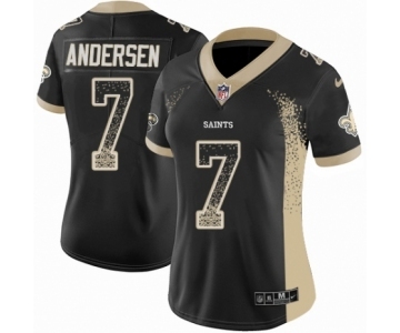 Women's Nike New Orleans Saints #7 Morten Andersen Limited Black Rush Drift Fashion NFL Jersey