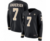 Women's Nike New Orleans Saints #7 Morten Andersen Limited Black Therma Long Sleeve NFL Jersey