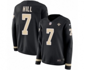 Women's Nike New Orleans Saints #7 Taysom Hill Limited Black Therma Long Sleeve NFL Jersey