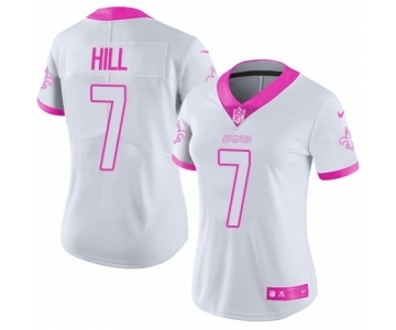 Women's Nike New Orleans Saints #7 Taysom Hill Limited White Pink Rush Fashion NFL Jersey