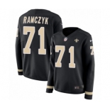 Women's Nike New Orleans Saints #71 Ryan Ramczyk Limited Black Therma Long Sleeve NFL Jersey